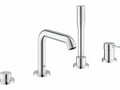 Смеситель для ванны GROHE Essence+ на 4 отверстия с душевым гарнитуром и изливом (на бортик ванны), хром (19578001)