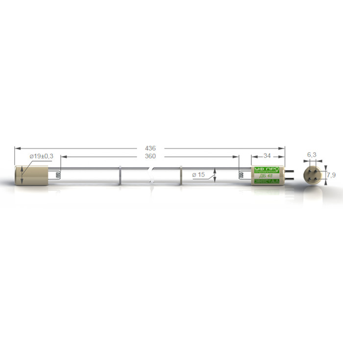 Кварцевая ртутная ультрафиолетовая лампа GHO436T5L (ДБ 48), (DB 48)
