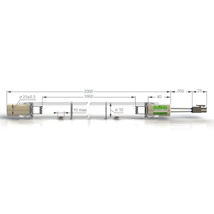 Кварцевая амальгамная ультрафиолетовая лампа ДБ 900НО-32 ВЛ (DB 900HO-32 VL)