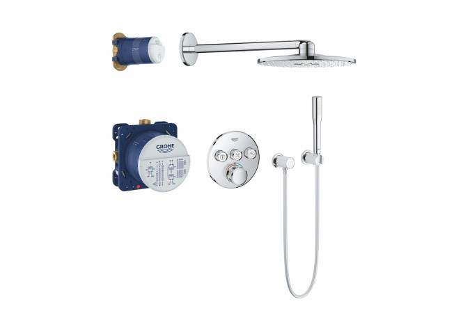 Душевая система GROHE Grohtherm SmartControl Perfect с душевым гарнитуром и верхним душем Rainshower SmartActive 310, хром (34705000)