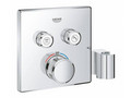 Внешняя часть термостатического смесителя на 2 выхода GROHE Grohtherm SmartControl со встроенным держателем ручного душа, хром (29125000)