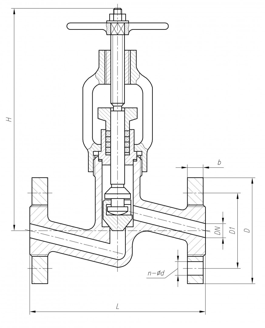 Клапан запорный сальниковый стальной СА 21098 / 15с27нж