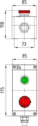 Модульный пост Ex d e ПКИЕ-П28 с двумя элементами управления/индикации