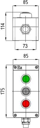 Модульный пост Ex d e ПКИЕ-П41 с тремя элементами управления/индикации
