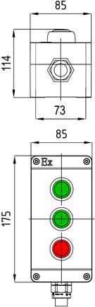 Модульный пост Ex d e ПКИЕ-П43 с тремя элементами управления/индикации