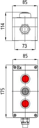 Модульный пост Ex d e ПКИЕ-П45 с тремя элементами управления/индикации