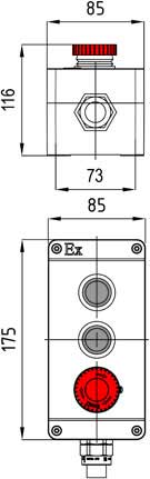 Модульный пост Ex d e ПКИЕ-П48 с тремя элементами управления/индикации