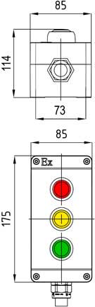 Модульный пост Ex d e ПКИЕ-П50 с тремя элементами управления/индикации