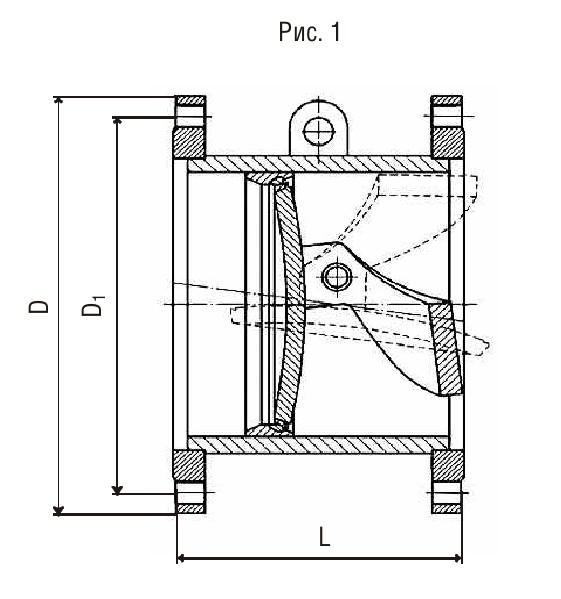 Клапан (затвор) обратный КО DN 100-600; PN 4,0 МПа фланцевый
