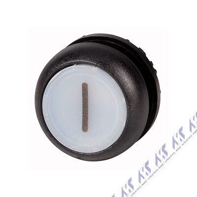 Головка кнопки с подсветкой, изменение ф-ии с фиксацией/без фиксации, цвет белый, черное лицевое кольцо M22S-DRL-W-X1