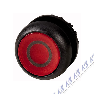 Головка кнопки с подсветкой, изменение ф-ии с фиксацией/без фиксации, цвет красный, черное лицевое кольцо M22S-DRL-R-X0