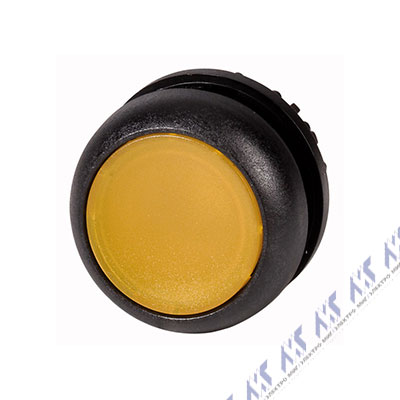 Головка кнопки с подсветкой, цвет желтый, изменение ф-ии с фиксацией/без фиксации, черное лицевое кольцо M22S-DRL-Y