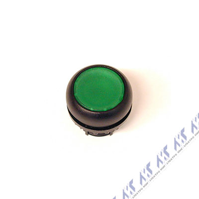 Головка кнопки с подсветкой, цвет зеленый, изменение ф-ии с фиксацией/без фиксации, черное лицевое кольцо M22S-DRL-G