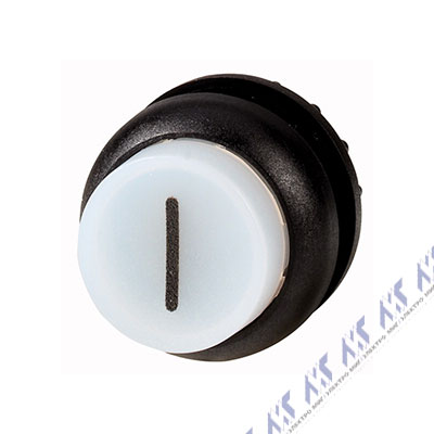 Головка кнопки выступающая с фиксацией, с подсветкой, цвет белый, черное лицевое кольцо M22S-DRLH-W-X1