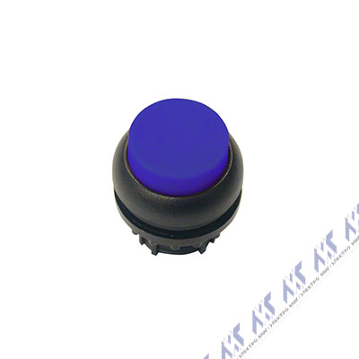 Головка кнопки выступающая с фиксацией, с подсветкой, цвет синий, черное лицевое кольцо M22S-DRLH-B