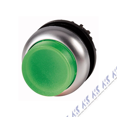 Головка кнопки выступающая с фиксацией, с подсветкой, цвет зеленый M22-DRLH-G
