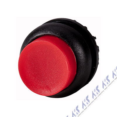 Головка кнопки выступающая с фиксацией, с подсветкой, цвет красный, черное лицевое кольцо M22S-DRLH-R