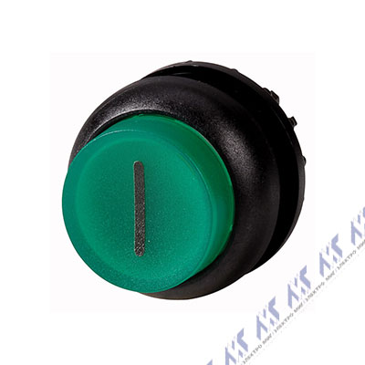 Головка кнопки с подсветкой, выступающие, без фиксации, цвет зеленый, черное лицевое кольцо M22S-DLH-G-X1