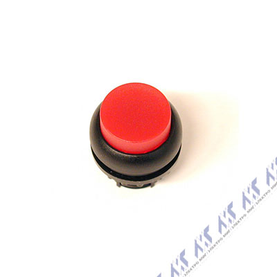 Головка кнопки с подсветкой, выступающие, без фиксации, цвет красный, черное лицевое кольцо M22S-DLH-R