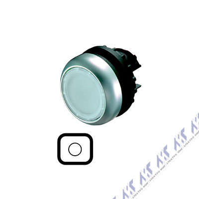 Головка кнопки с подсветкой, без фиксации, цвет белый с обозначением О M22-DL-W-X0