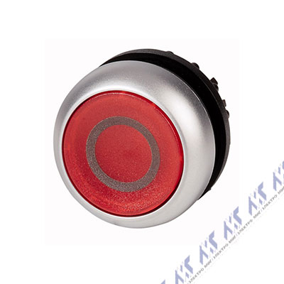 Головка кнопки с подсветкой, без фиксации, цвет красный с обозначением О M22-DL-R-X0