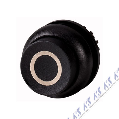 Головка кнопки выступающая с фиксацией, цвет черный, черное лицевое кольцо M22S-DRH-S-X0