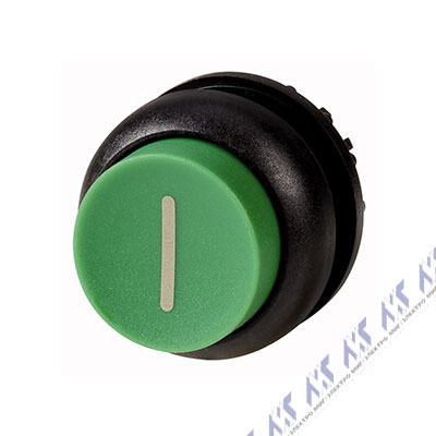 Головка кнопки выступающая с фиксацией, цвет зеленый, черное лицевое кольцо M22S-DRH-G-X1