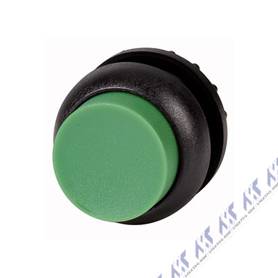 Головка кнопки выступающая с фиксацией, цвет зеленый, черное лицевое кольцо M22S-DRH-G