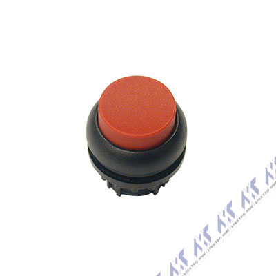 Головка кнопки выступающая с фиксацией, цвет красный, черное лицевое кольцо M22S-DRH-R