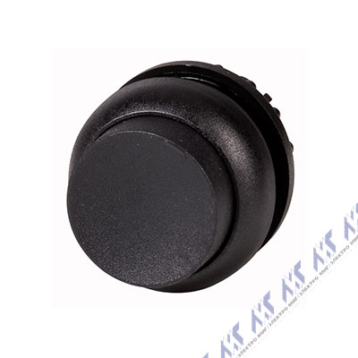 Головка кнопки выступающая с фиксацией, цвет черный, черное лицевое кольцо M22S-DRH-S