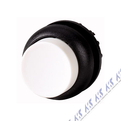 Головка кнопки выступающая без фиксации, цвет белый, черное лицевое кольцо Eaton M22S-DH-W
