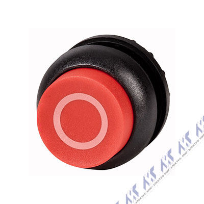 Головка кнопки выступающая без фиксации, цвет красный, черное лицевое кольцо Eaton M22S-DH-R-X0