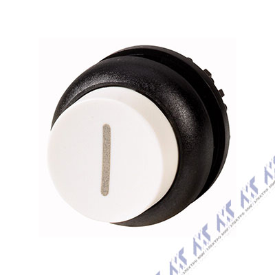 Головка кнопки выступающая без фиксации, цвет черный, черное лицевое кольцо Eaton M22S-DH-W-X1