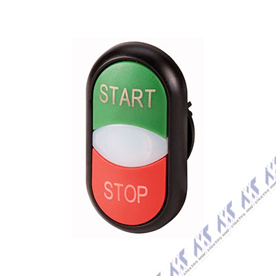 Двойная кнопка с сигнальной лампой с обозначением start/stop Eaton M22S-DDL-GR-GB1/GB0