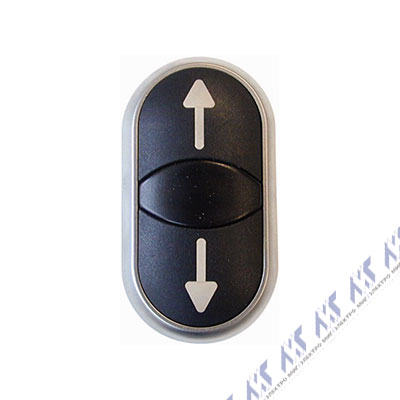 Двойная кнопка с сигнальной лампой с обозначением стрелок, черное лицевое кольцо Eaton M22S-DDL-S-X7/X7