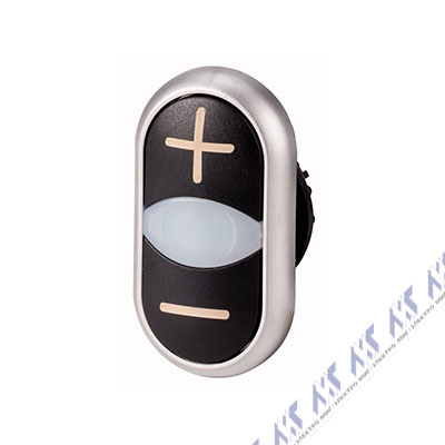 Двойная кнопка с сигнальной лампой с обозначением + - Eaton M22-DDL-S-X4/X5