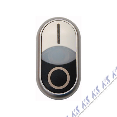 Двойная кнопка с сигнальной лампой, лампа и кнопка I - плоские, кнопка О выступающая Eaton M22-DDLM-WS-X1/X0