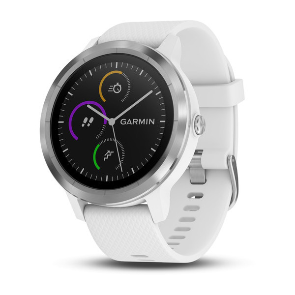 GPS-часы Garmin Vivoactive 3 серебристые с белым ремешком