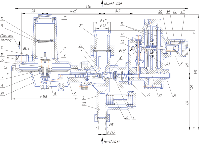 Регулятор давления газа универсальный РДГД-20М

