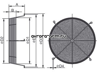 Защитная решетка SG-AW-D для осевых вентиляторов моделей AW