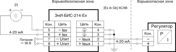 Электрические подключения ЭнИ-БИС-214-Ех